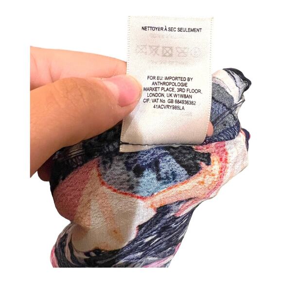 Anthropologie Maeve Caravane Boho Tunic Navy Floral V-Neck Drop Waist Dress - Picture 6 of 10